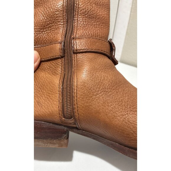 Tory Burch Brown Leather Tall Riding Women’s Boots Shoes Size 7 logo accent - Picture 12 of 12